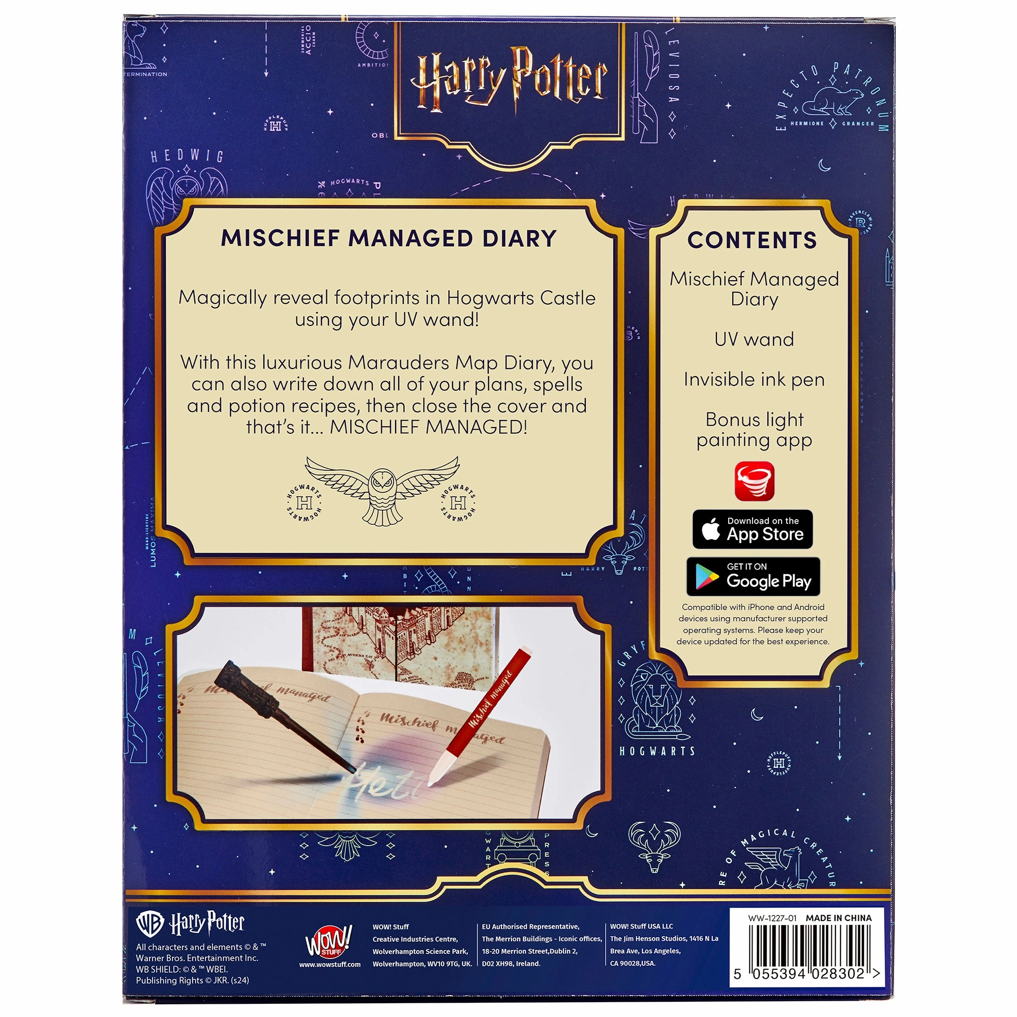 Wizarding World Mischief Managed Diary with Marauders Map & UV Wand